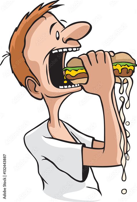 Vetor do Stock: Greasy Sandwich A cartoon man eating a greasy sandwich ...