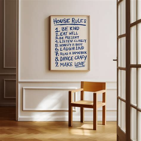 Custom House Rules Wall Art Bar Cart Art Trendy Home Decor