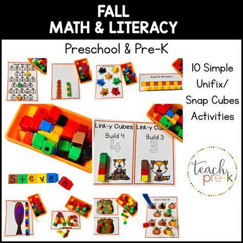 Simple Fall Unifix Cube Math Literacy Activities For Preschool