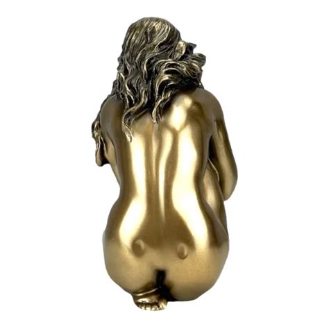 Nude Naked Female Kneeling Cold Cast Bronze Resin Statue Sculpture