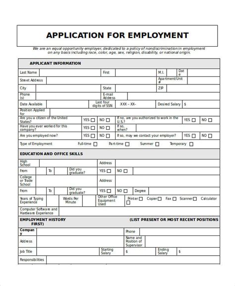 Generic Job Application 8 Free Word Pdf Documents Downlaod