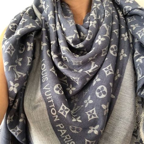 Louis Vuitton Shawl Large Monogram In Denim Blue Colour Louis Vuitton