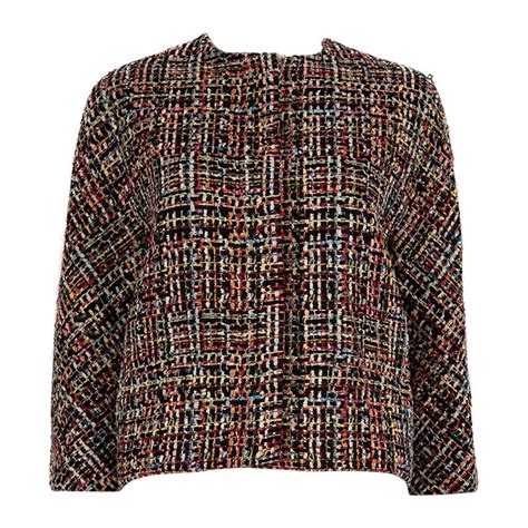 Alexander McQueen Checkered Tweed Cropped Jacket Size M For Sale at 1stDibs