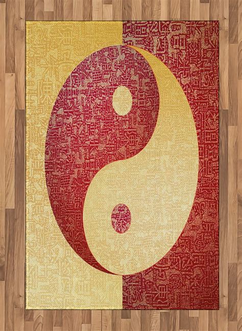 Amazon Lunarable Ying Yang Area Rug Chinese Letters Antique