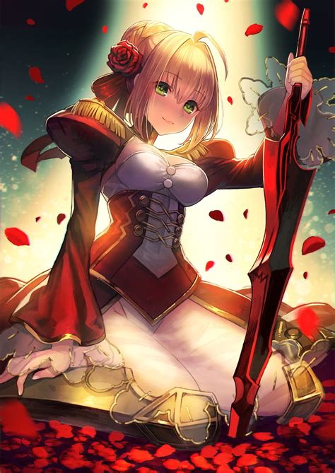 Posterior Cleavage Cleavage Blonde Green Eyes Armor Red Dress Fate Extra Fate Stay Night Panties