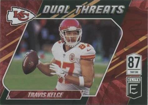 2021 Panini Donruss Elite Dual Threats Green DT6 Travis Kelce For