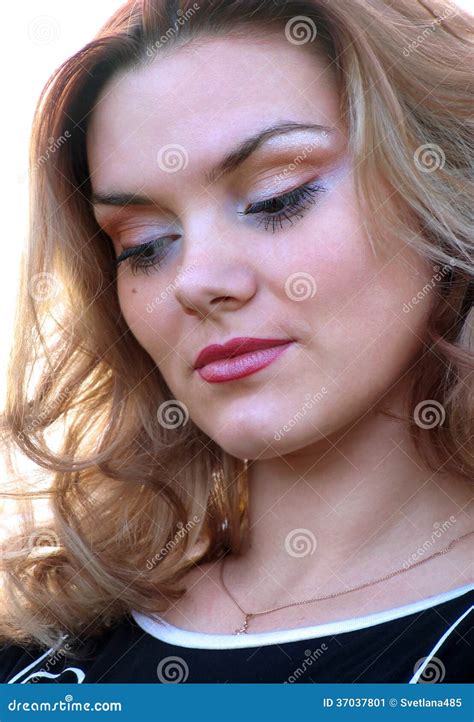 Portrait Of A Dreamy Blonde Closeup Stock Image Image Of Cute Eyebrows 37037801
