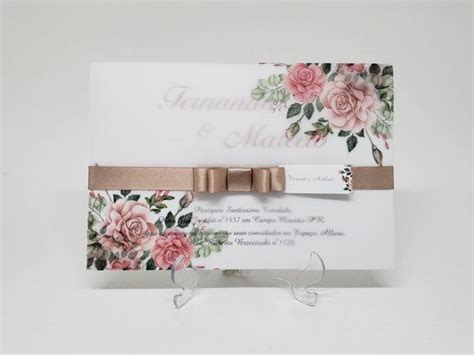 Convite Casamento Flores Rose E Nude Elo7 Produtos Especiais