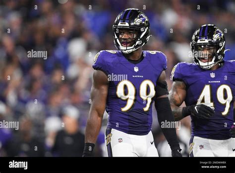 Baltimore Ravens Linebacker Odafe Oweh Looks On Between Play