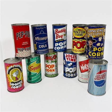 Group Of Eleven Popcorn And Beverage Cans Including Three Unopened