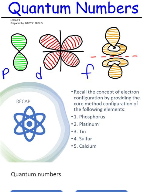 Lesson 6 Quantum Numbers Pdf Atomic Orbital Electron Configuration