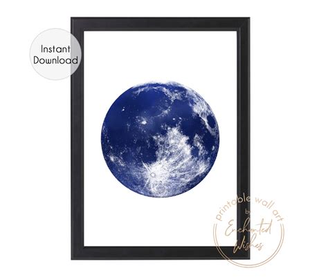 Full Moon Navy Print Wall Art Printable Prints