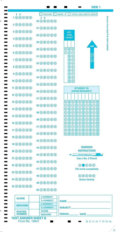 Official Scantron 19641 Answer Sheet B 500 Pack Office Products