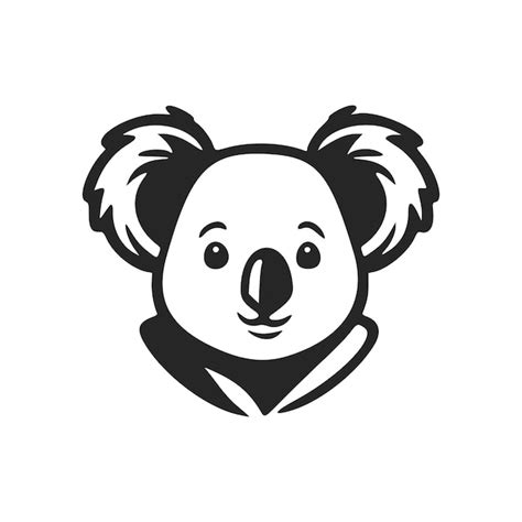 Premium Vector Black And White Simple Logo With Adorable And Cute Koala