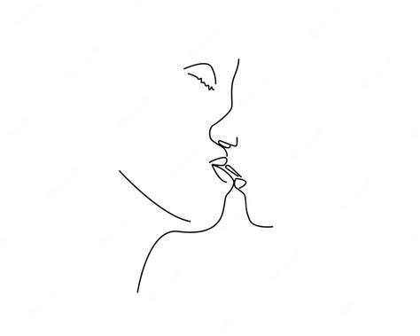 Premium Vector Kissing Sketch Or Continuous Line Art Illustration