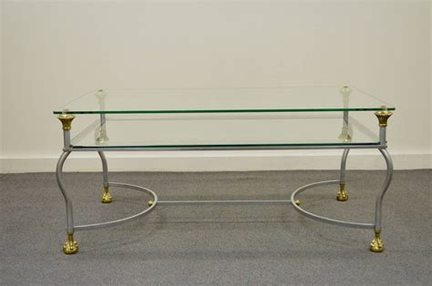 Rare Brass Brushed Steel And Glass Claw Foot Coffee Table After Maison Jansen For Sale At 1stdibs