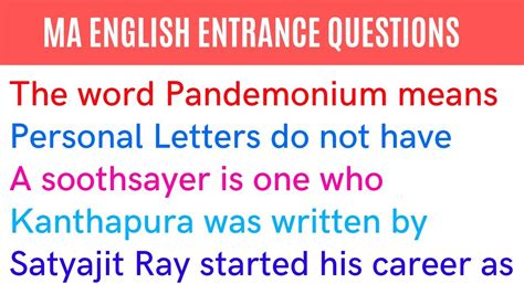 Ma English Entrance Question Paper No Ma English Entrance