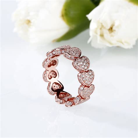 Jeulia Anillo Con Tono Rosa Dorado De Talla Cordiforme En Plata De Ley