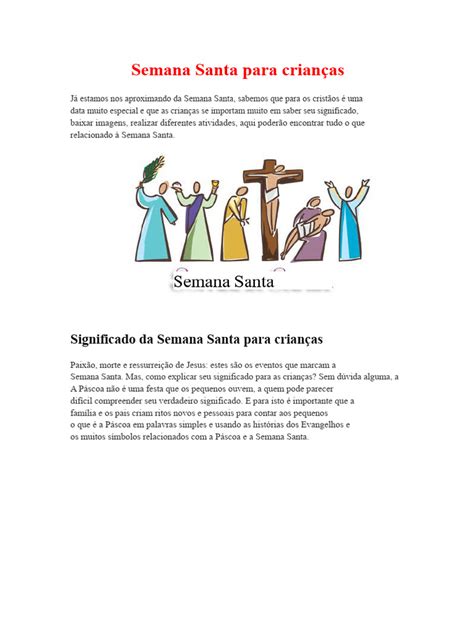 História Da Semana Santa Para Imprimir - Semana Santa: Significado para Crianças | PDF | Páscoa | Jesus