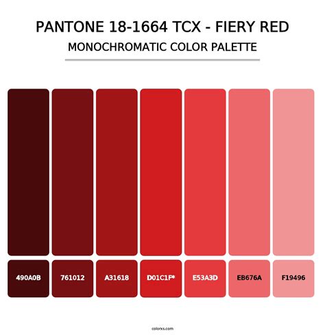 pantone   tcx fiery red color palettes colorxscom