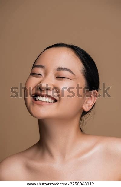 Cheerful Asian Woman Visage Naked Shoulders Stock Photo Shutterstock