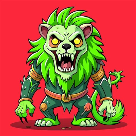 Zombie Lion Slime Vector for Sinister Art | Premium AI-generated vector