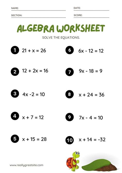 Algebra Variable Mathematics Solving Worksheet