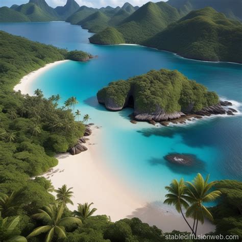 Hyperrealistic Tropical Island View Stable Diffusion Online
