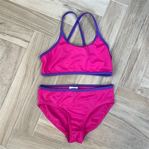 Youth Size 8 Lands End Bikini Top And Bottom Pink Depop