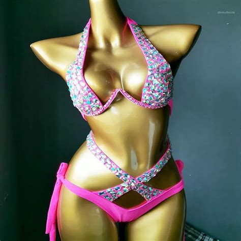 Crystal Diamond Vacation Diamante Bikini Set Rhinestone Bathing Suit