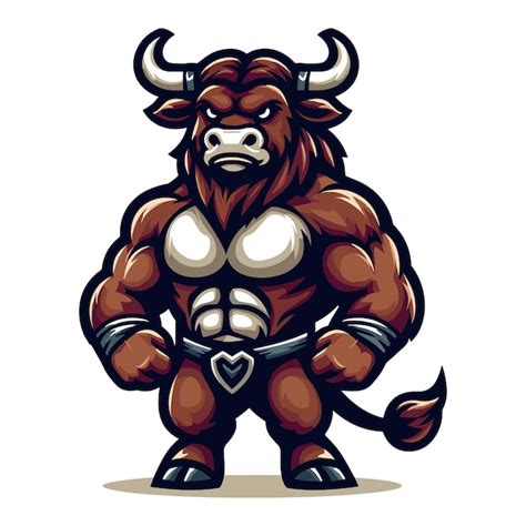 Premium Vector Strong Athletic Body Muscle Bull Mascot Design Vector Illustration Logo