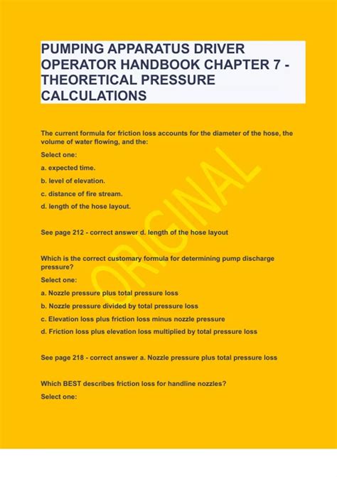 PUMPING APPARATUS DRIVER OPERATOR HANDBOOK CHAPTER 7 - THEORETICAL