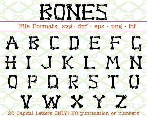 Bones Font Svg Dxf Eps Png Ttf Bones Letters Halloween Font Files