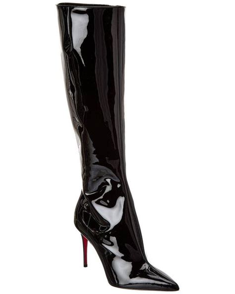 Christian Louboutin Sporty Kate 85 Patent Knee High Boot In Black