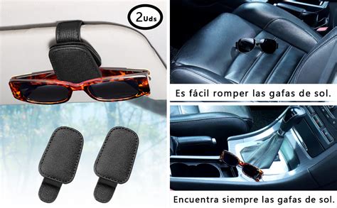 Quipuda Unidades Cuero Aut Ntico Soporte Gafas Coche Portagafas Para