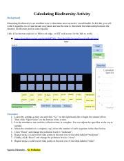 Copy Of Calculating Biodiversity Lab Docx Calculating