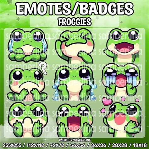 9 Frog Emotesbadges Bundle Pack Twitch Youtube Discord Tiktok Cute