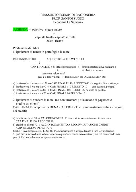 Esercitazioni Ragioneria Prof Santuosso 2015 RIASSUNTO ESEMPI DI