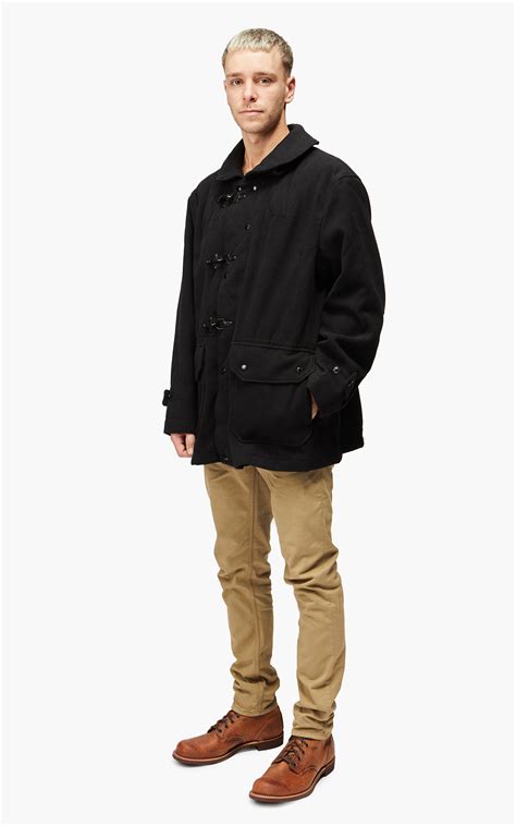 Engineered Garments Short Duffle Jacket Polyester Fake Melton Black