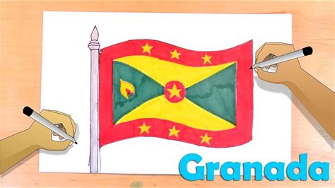 How To Draw The Flag Of Granada Bandera Oficial Youtube