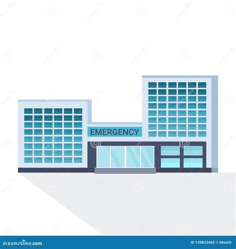 Modern Hospital Building Facade With Glass Wall Front View Medical