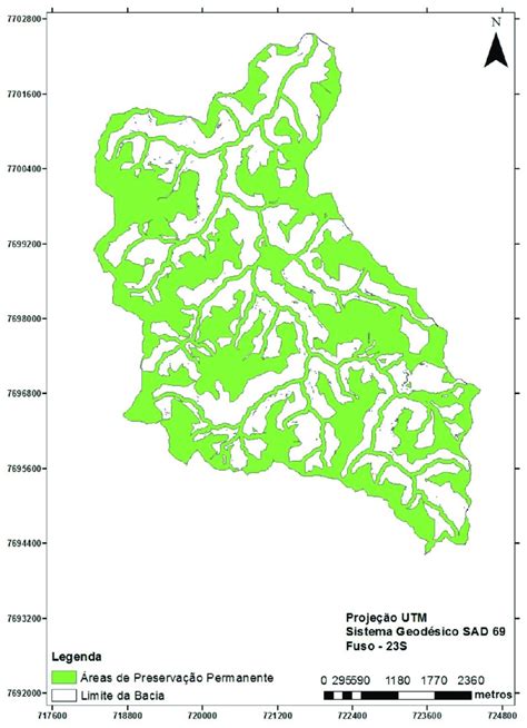 Mapa todas as categorias de Áreas de Preservação Permanentes da