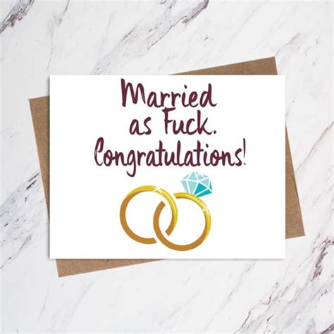 Funny Wedding Card Married As Fuck Wedding Gift Card Etsy