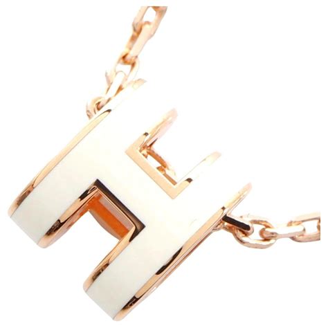Hermès Hermes Mini Pop H Necklace Gold Plated Golden Metallic Metal ref