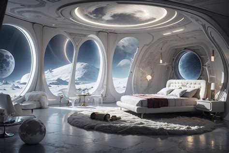 Premium AI Image | Lunar Luxury Design a Futuristic Bedroom on the Moon ...