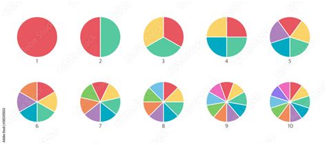 Vecteur Stock Segment Color Slice Set Pie Chart Icons Wheel Round