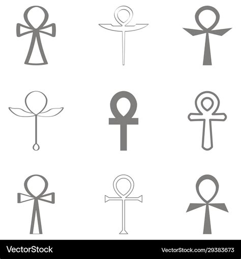 Set with ancient egyptian symbol ankh Royalty Free Vector