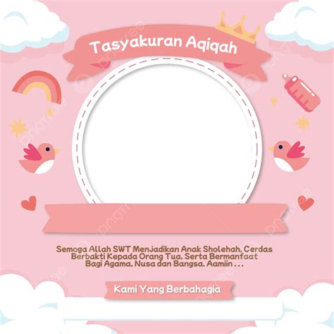 Twibbon Template Pink Tasyakuran Aqiqah Birth Of A Baby Girl Vector