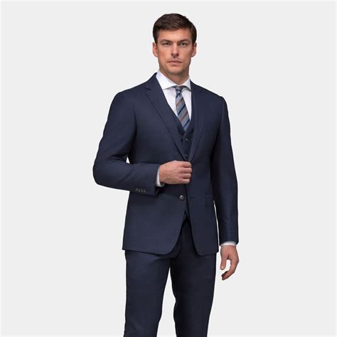 Navy Three Piece Suit Tailor Store