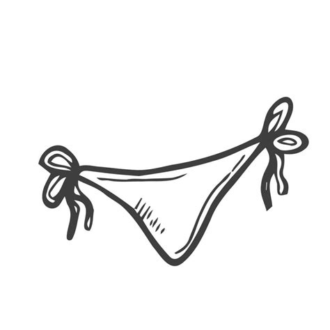 Set Of Women Swimwear Doodle Bikini For Swimming Beachwear Hand Drawn Vector Sketch